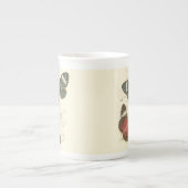 蝶葉付きセピカラフルア ボーンチャイナマグカップ (正面)