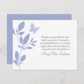 蝶葬儀のメッセージカードの平らな死別のノート サンキューカード (正面/裏面)