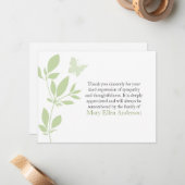 蝶葬儀のメッセージカードの平らな死別のノート ノートカード (正面/裏面インサイチュ)