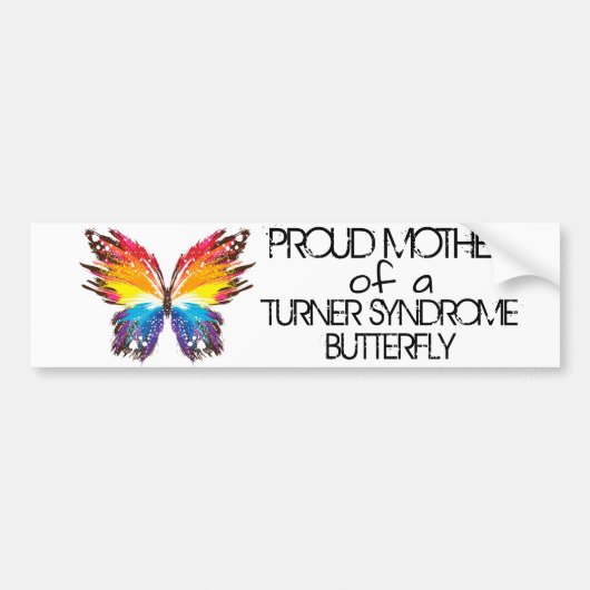 蝶誇りを持った類ターナー症候群の母 バンパーステッカー (正面)