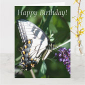 蝶誕生日の大きい挨拶状 カード (黄色い花)