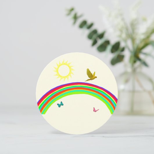 蝶誕生日カード 招待状 (スタンド正面)