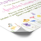 蝶誕生日タイムカプセルのサインワイルドフラワー ポスター (角)