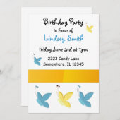 蝶誕生日招待状 招待状 (正面/裏面)