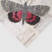 蝶赤いチューリップのヴィンテージのフランス人のティッシュペーパー 薄葉紙 (詳細)