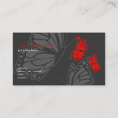 蝶赤く及び暗くエレガントなモダン 名刺 (裏面)