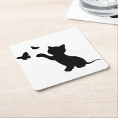 蝶遊と子猫 スクエアペーパーコースター (アングル)