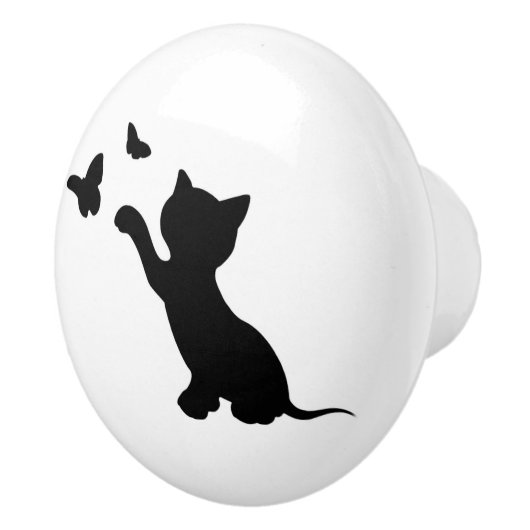 蝶遊と子猫 セラミックノブ (右)