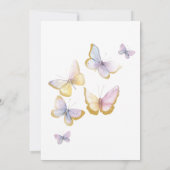 蝶金ゴールドガールバプテスマ金ゴールドクロスフラワー 招待状 (裏面)