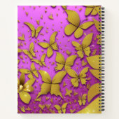 蝶金ゴールドグリッターピンク背景 ノートブック (裏面)