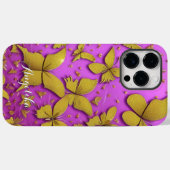 蝶金ゴールドグリッターピンク背景 Case-Mate iPhoneケース (裏面 (横))