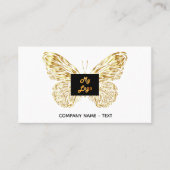 蝶金ゴールド白ロゴエレガントQRコード 名刺 (正面)