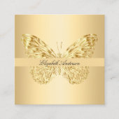 蝶金ゴールドQRコードスクリプト写真 スクエア名刺 (正面)