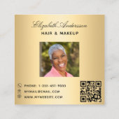 蝶金ゴールドQRコードスクリプト写真 スクエア名刺 (裏面)