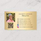 蝶金ゴールドQRコード写真ソーシャルメディア 名刺 (裏面)