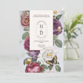 蝶開花結婚の花モダン夏 招待状 (スタンド正面)