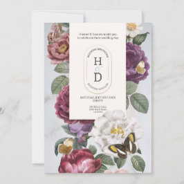 蝶開花結婚の花モダン夏 招待状