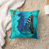 蝶青く装飾的な装飾用クッション クッション (ブランケット)