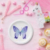 蝶青水色蝶結婚類 ペーパープレート (パーティー)