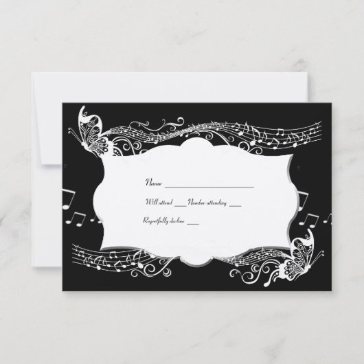 蝶音楽Fidelityの黒いrsvp 出欠カード (正面)