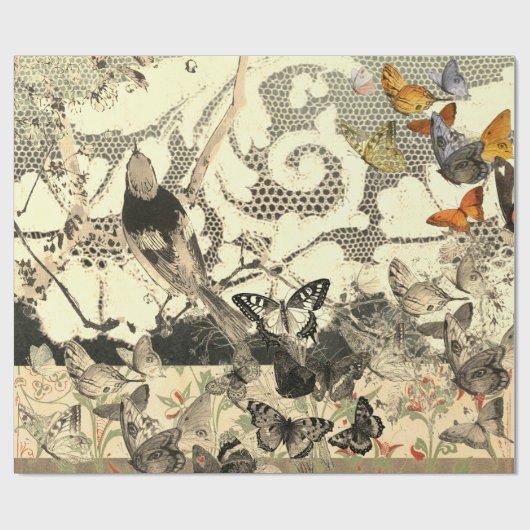 蝶類及びレース贈答用包装具 ラッピングペーパー (フラット)