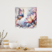 蝶飛んでいるウォールアート ポスター (キッチン)