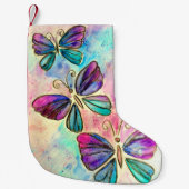 蝶飛んでいるクリスマスストッキング スモールクリスマスストッキング (正面)