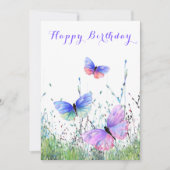 蝶飛んでいるハッピーバースデーカード (正面)
