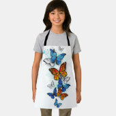 蝶飛んでいるモルフォと(昆虫)オオカバマダラ、モナーク エプロン (インサイチュ)