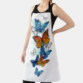 蝶飛んでいるモルフォと（昆虫）オオカバマダラ、モナーク エプロン (インサイチュ)