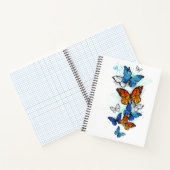 蝶飛んでいるモルフォと（昆虫）オオカバマダラ、モナーク ノートブック (内部)