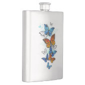 蝶飛んでいるモルフォと（昆虫）オオカバマダラ、モナーク フラスク (右)