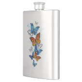 蝶飛んでいるモルフォと（昆虫）オオカバマダラ、モナーク フラスク (左)