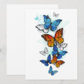 蝶飛んでいるモルフォと（昆虫）オオカバマダラ、モナーク メニュー (正面/裏面)