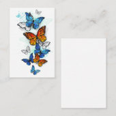 蝶飛んでいるモルフォと（昆虫）オオカバマダラ、モナーク 名刺 (正面/裏面)
