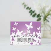 蝶飛んでいる庭園の結婚式保存日付 案内ポストカード (スタンド正面)