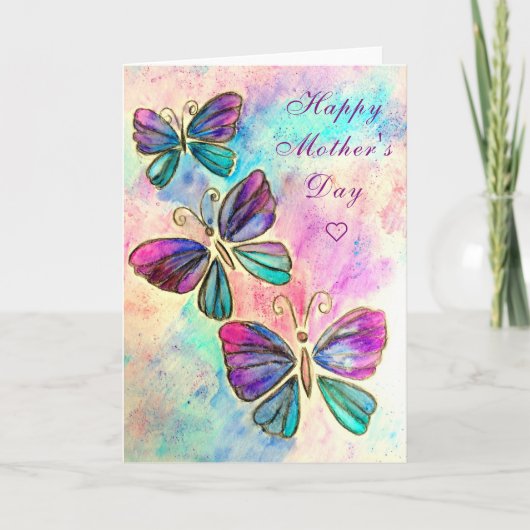 蝶飛んでいる母の日カード カード (正面)