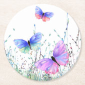 蝶飛んでいる紙コースター ラウンドペーパーコースター (正面)