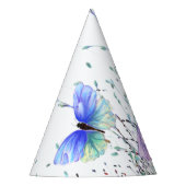 蝶飛んでいる紙パーティー帽子 パーティーハット (正面)