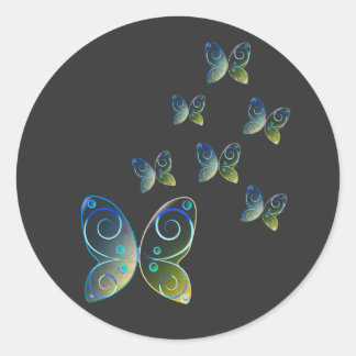 蝶飛んでいる自然フード付きスウェットシャツ ラウンドシール