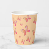 蝶飛んでいる自然紙カップ 紙コップ (裏面)
