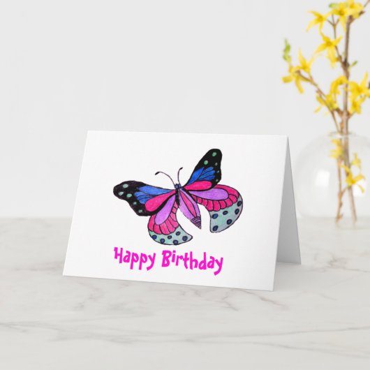 蝶飛んでいる カード (黄色い花)