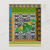 蝶飾フローラパターン(の模様が)あるコラージュ ポストカード (正面)