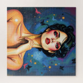 蝶鮮やかのある宇宙女性 ジグソーパズル (横)