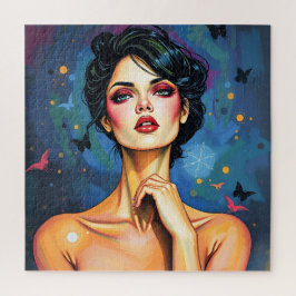 蝶鮮やかのある宇宙女性 ジグソーパズル