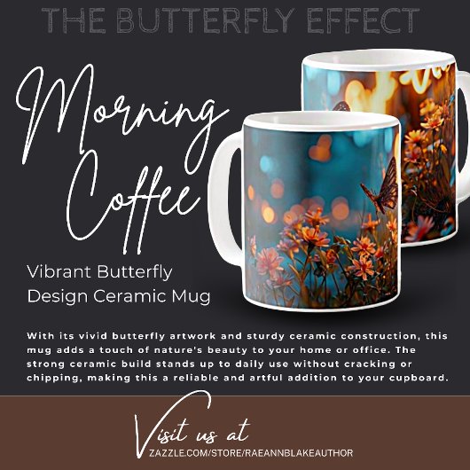 蝶鮮やかデザインセラミック製マグカップ コーヒーマグカップ