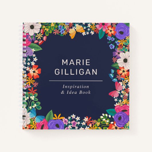 蝶鮮やかフローラ枠 ノートブック (正面)