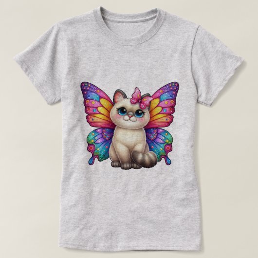 蝶鮮やか翼の子猫 Tシャツ (デザイン正面)