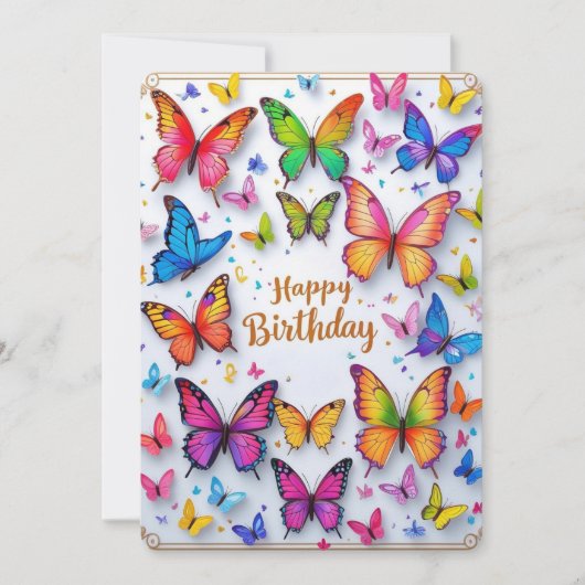 蝶鮮やか誕生日カード (正面)