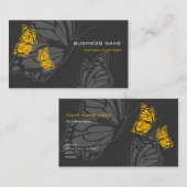 蝶黄色及び暗くエレガントなモダン 名刺 (正面/裏面)